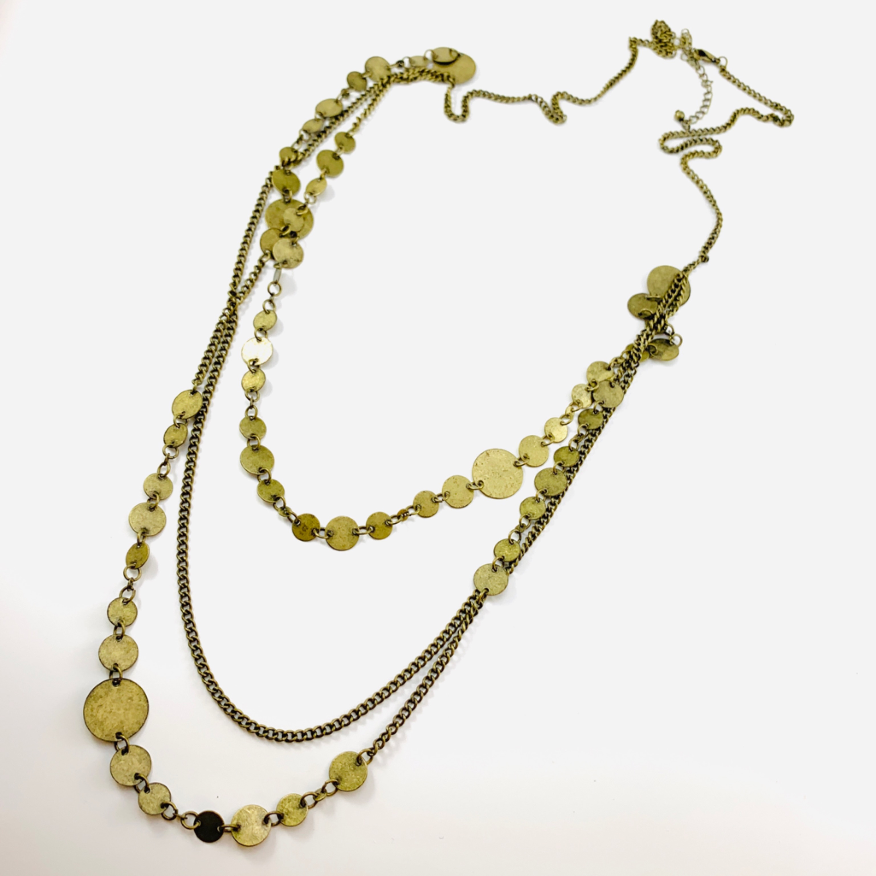 Vintage Long Layered Coin Necklace